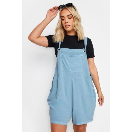 Yours Limited Collection Denim Tuinbroek In Lichtblauwsize 52