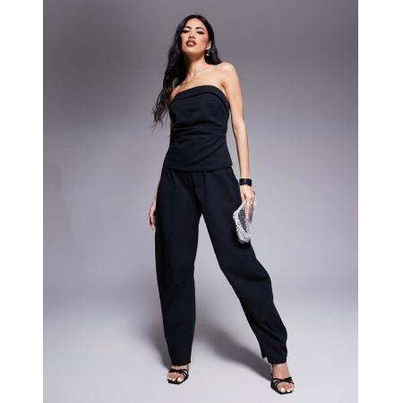 ASOS DESIGN Bandeau-jumpsuit met wijde ronde pijpen in zwart