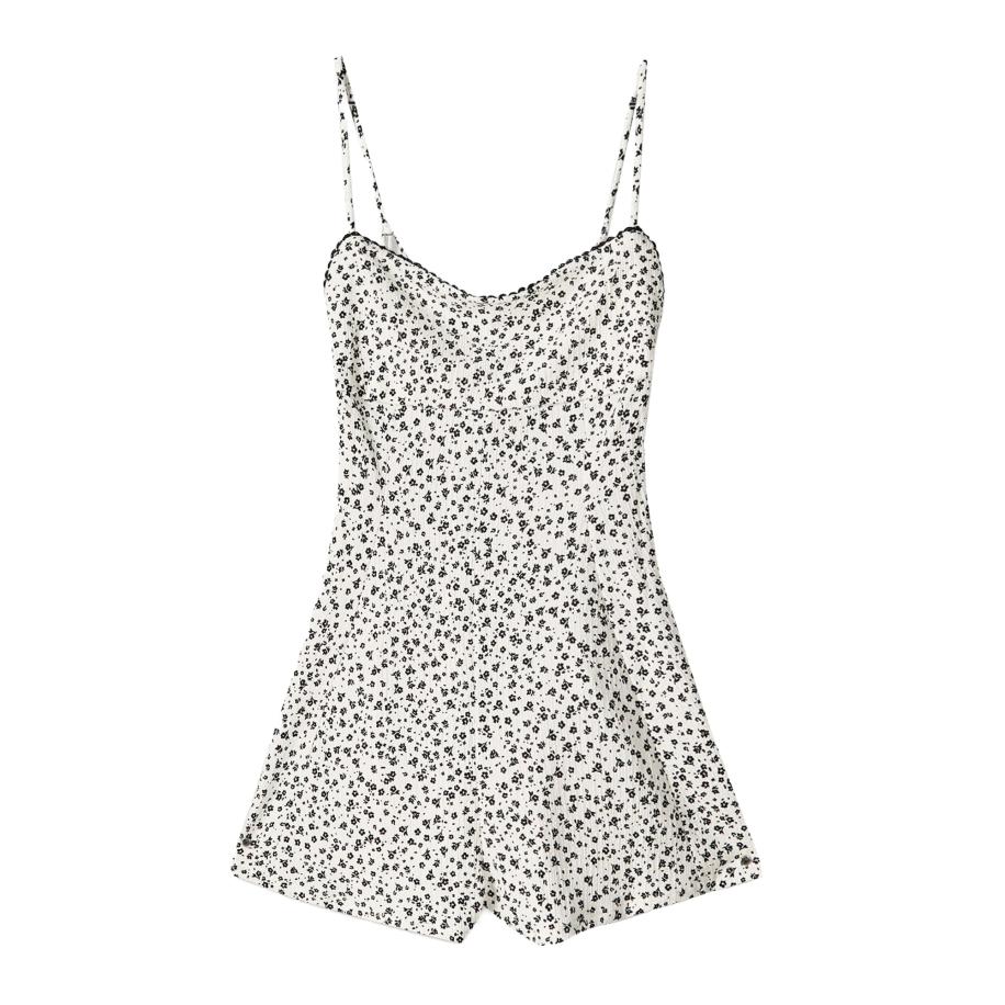 Bershka Bershka Jumpsuit ecru / zwart -