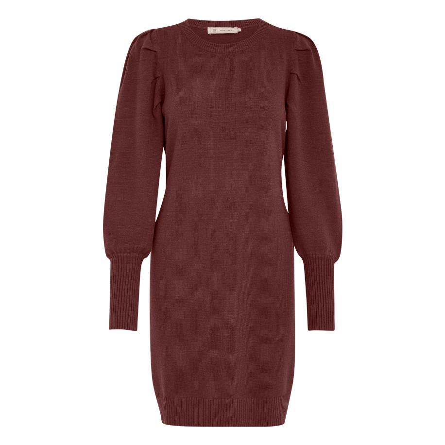 Peppercorn Peppercorn Gebreide jurk Anissa kastanjebruin -