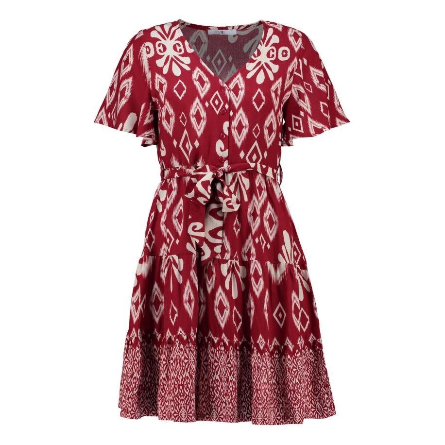 Hailys Hailys Jurk Ma44relie donkerrood / offwhite -