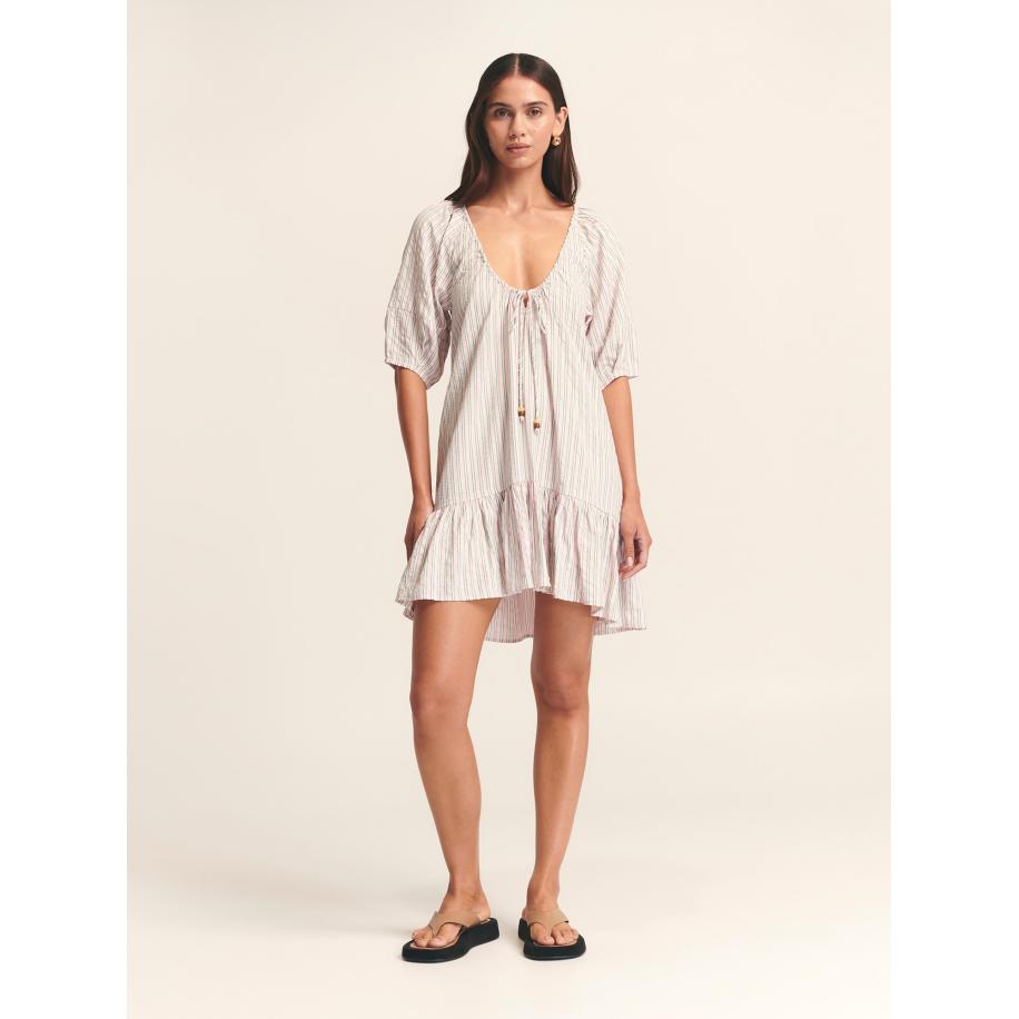 St MRLO Jurk Sora groen / pastelroze Roze