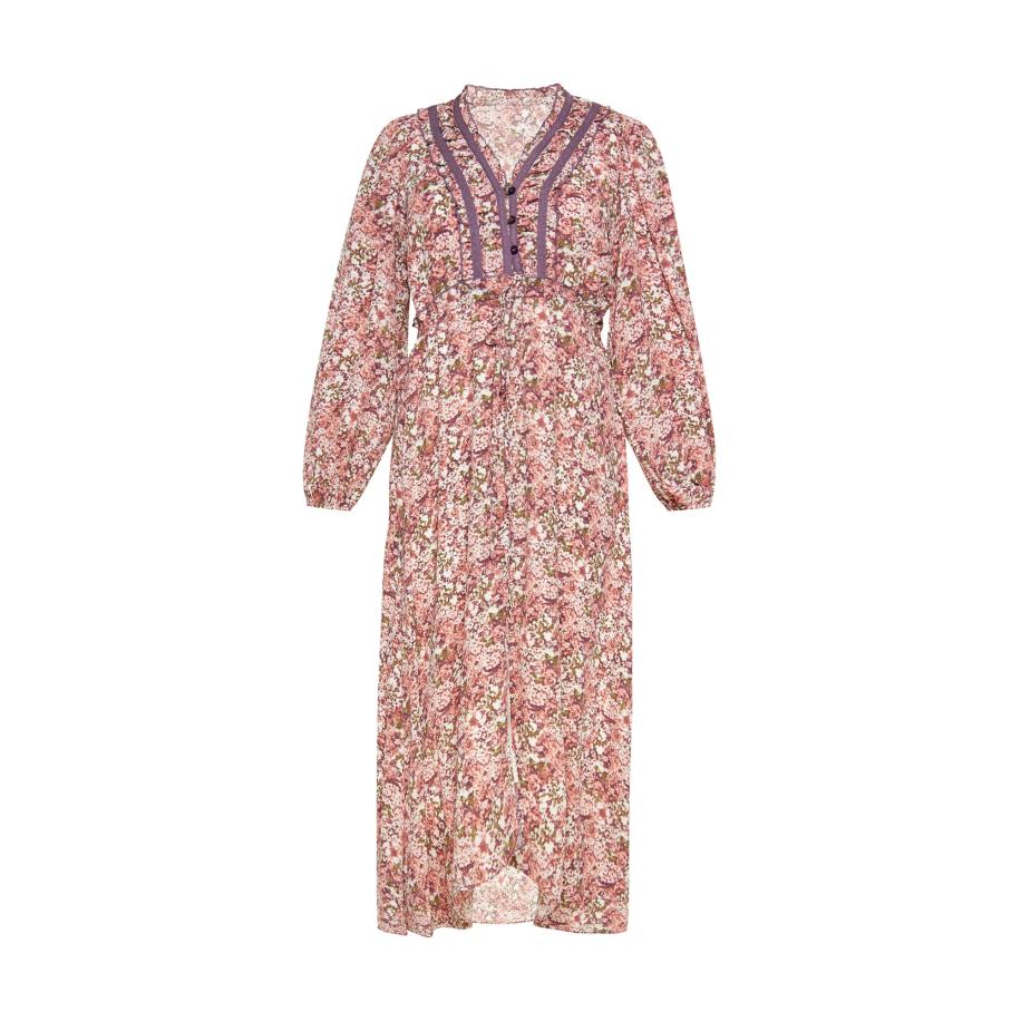 FELIPA FELIPA Jurk Festival kastanjebruin / olijfgroen / lila / offwhite -