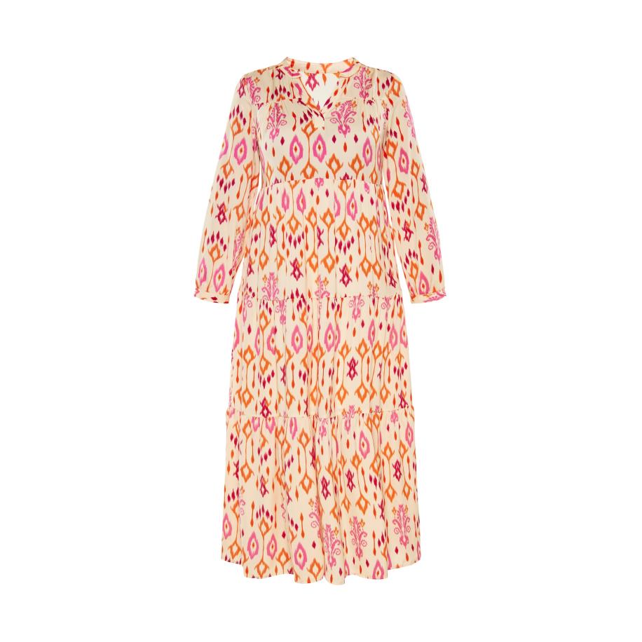 Gaya Gaya Jurk beige / oranje / pink / wijnrood -