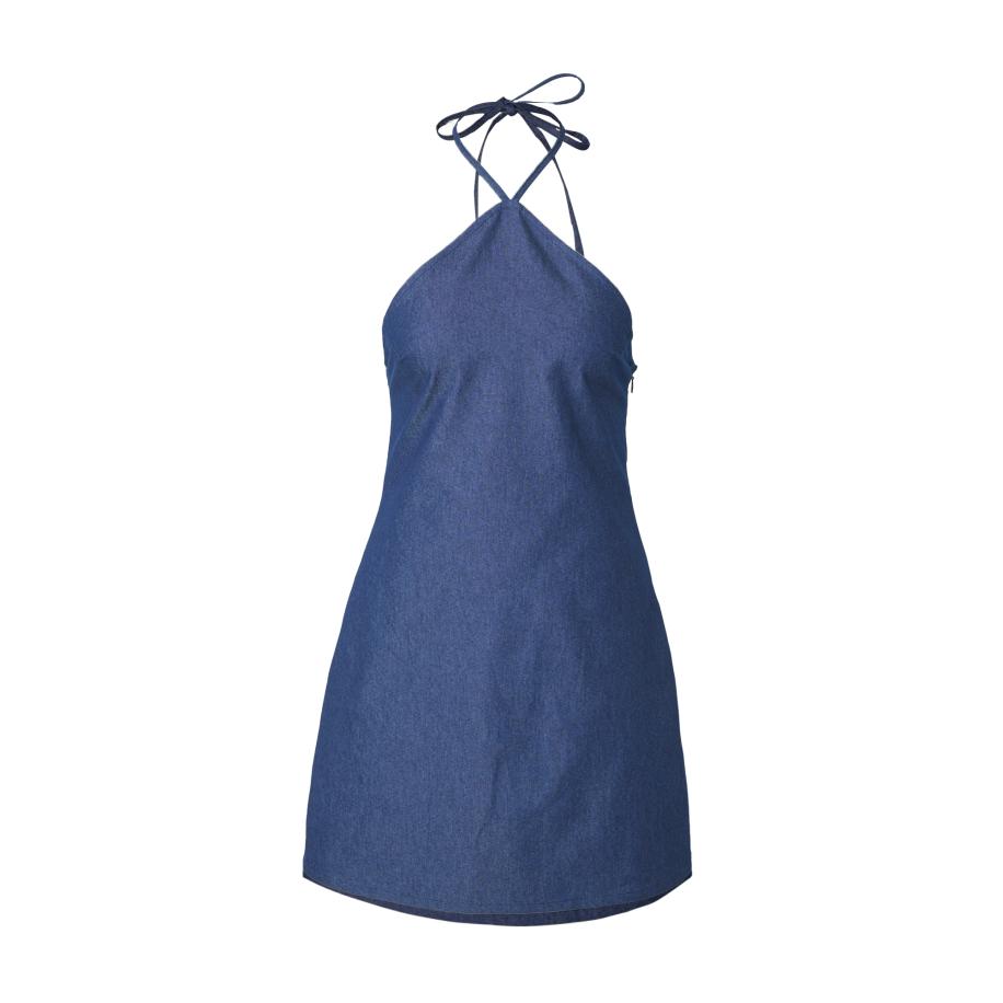 Motel Motel Zomerjurk Belinda blauw denim -