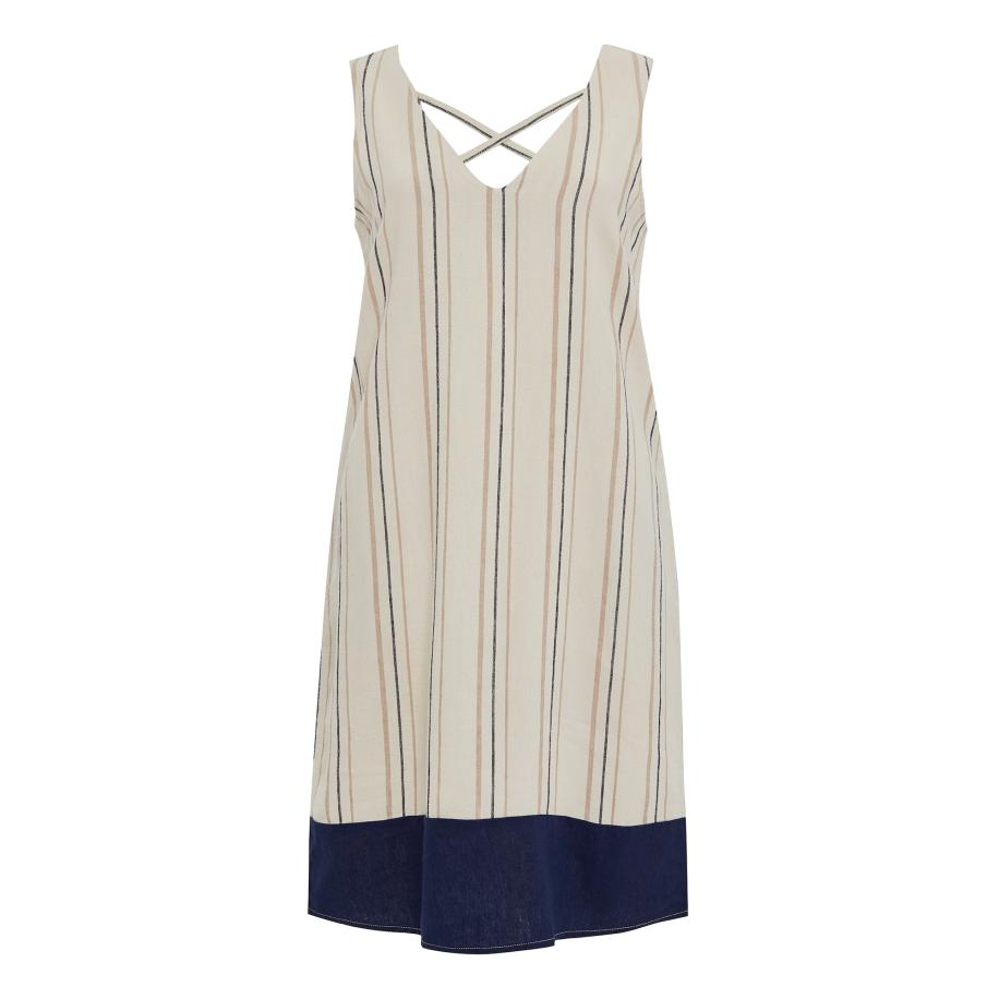 Threadbare Threadbare Zomerjurk Peggy beige / navy / grijs -