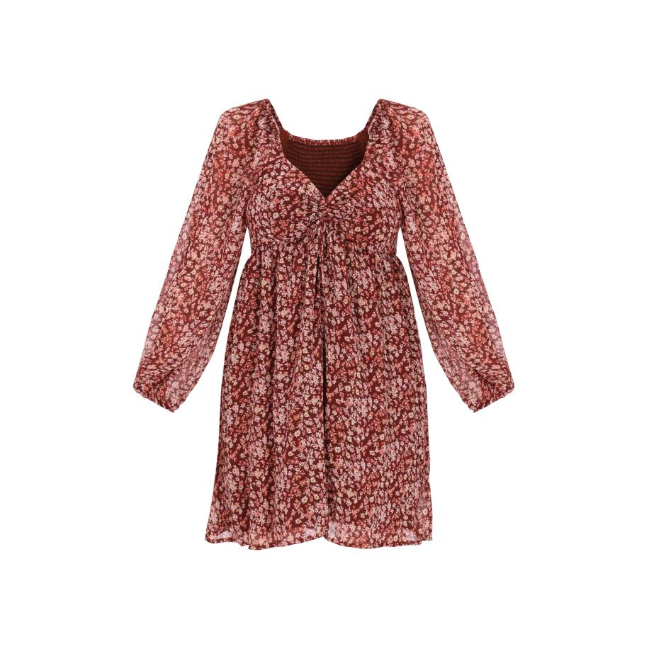 Swirly swirly Jurk Young Fashion beige / rosa / merlot -