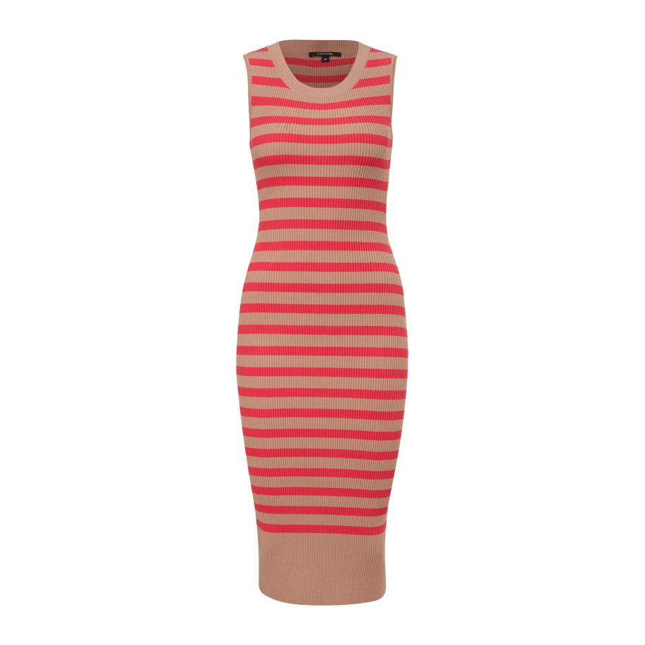 COMMA Jurk donkerbeige / rood Multicolor