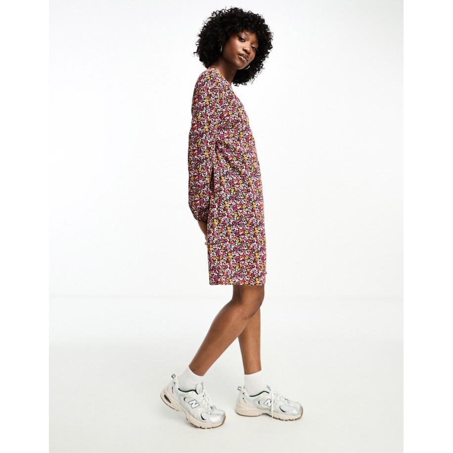 Pieces Mini jurk met overslag en fijne print in multi-Veelkleurig Multicolor