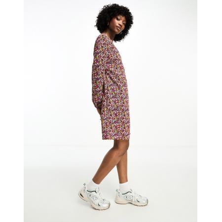 Pieces Mini jurk met overslag en fijne print in multi-Veelkleurig