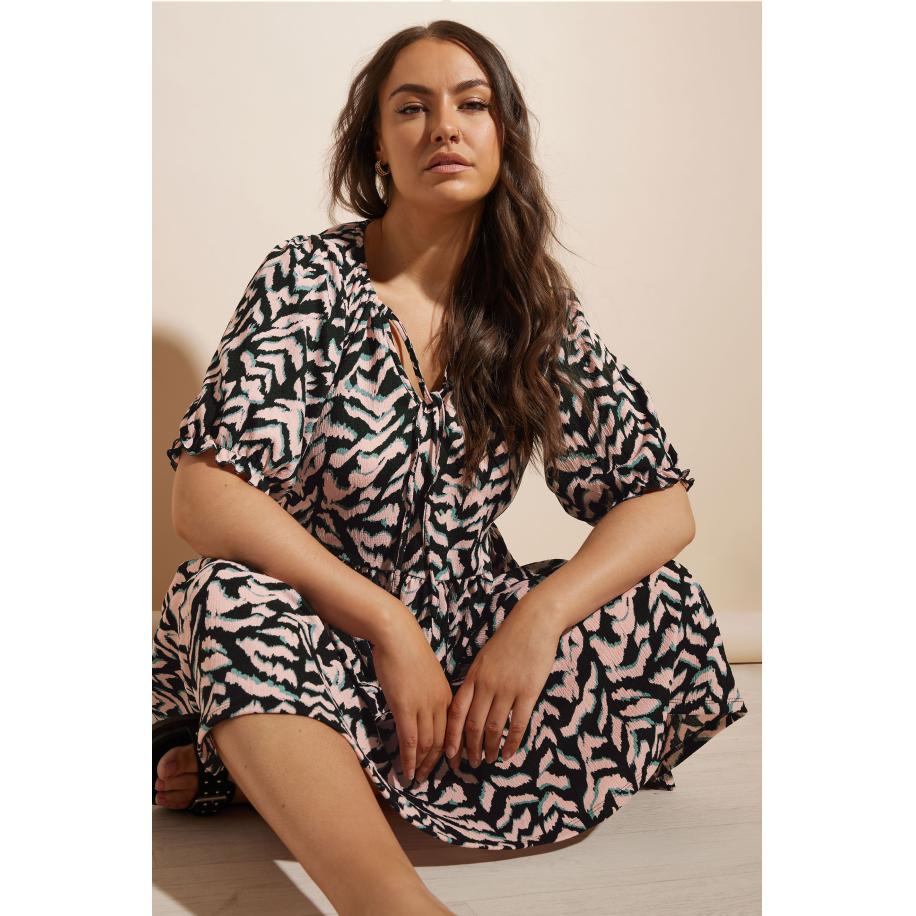 Yours Mini Jurk Met Zebraprint Met Textuur In Roze/Zwart Size 54-56 Roze