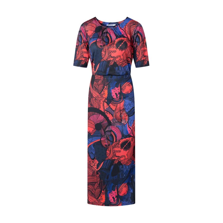 Quiosque Quiosque Jurk 4SB003 blauw / pink / rood gemêleerd / zwart -