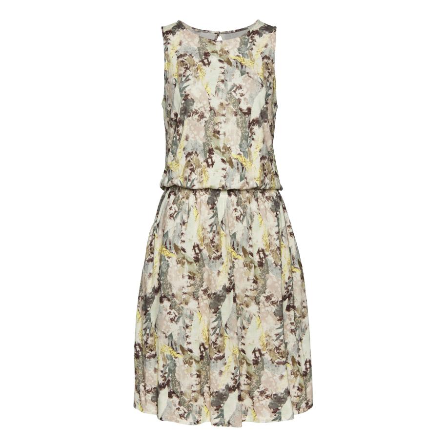 VIVANCE VIVANCE Zomerjurk lichtbeige / donkerbruin / limoen / spar -