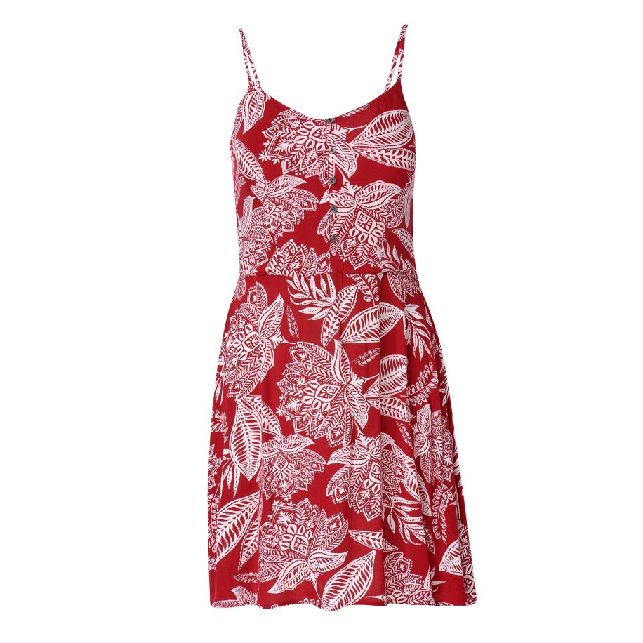 KOROSHI KOROSHI Zomerjurk donkerrood / wit -