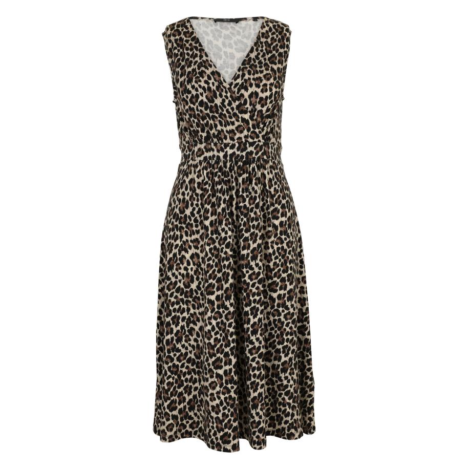 Zero zero Jurk Leo crème / bruin / zwart -