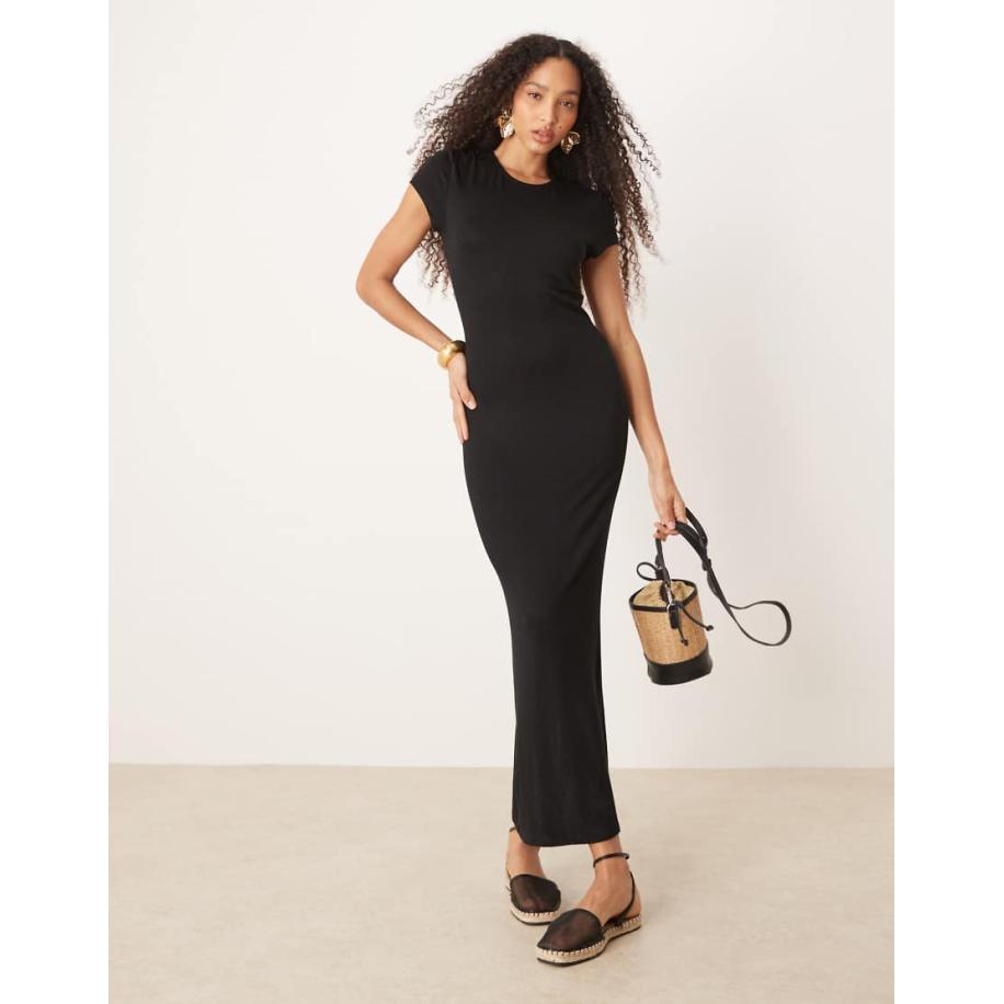 AWARE Zachte jersey maxi-jurk in zwart Zwart