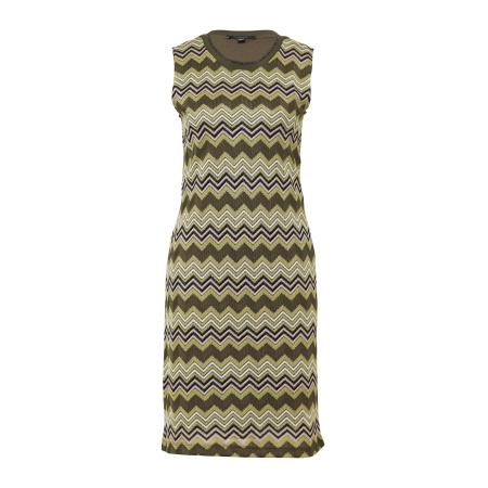 Comma COMMA Gebreide jurk kaki / olijfgroen / wit