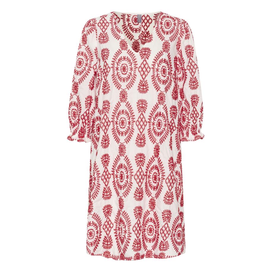 Culture CULTURE Jurk tia cranberry / wit -