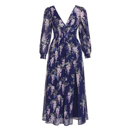 Goddiva GODDIVA Jurk donkerblauw / pastelgroen / lila