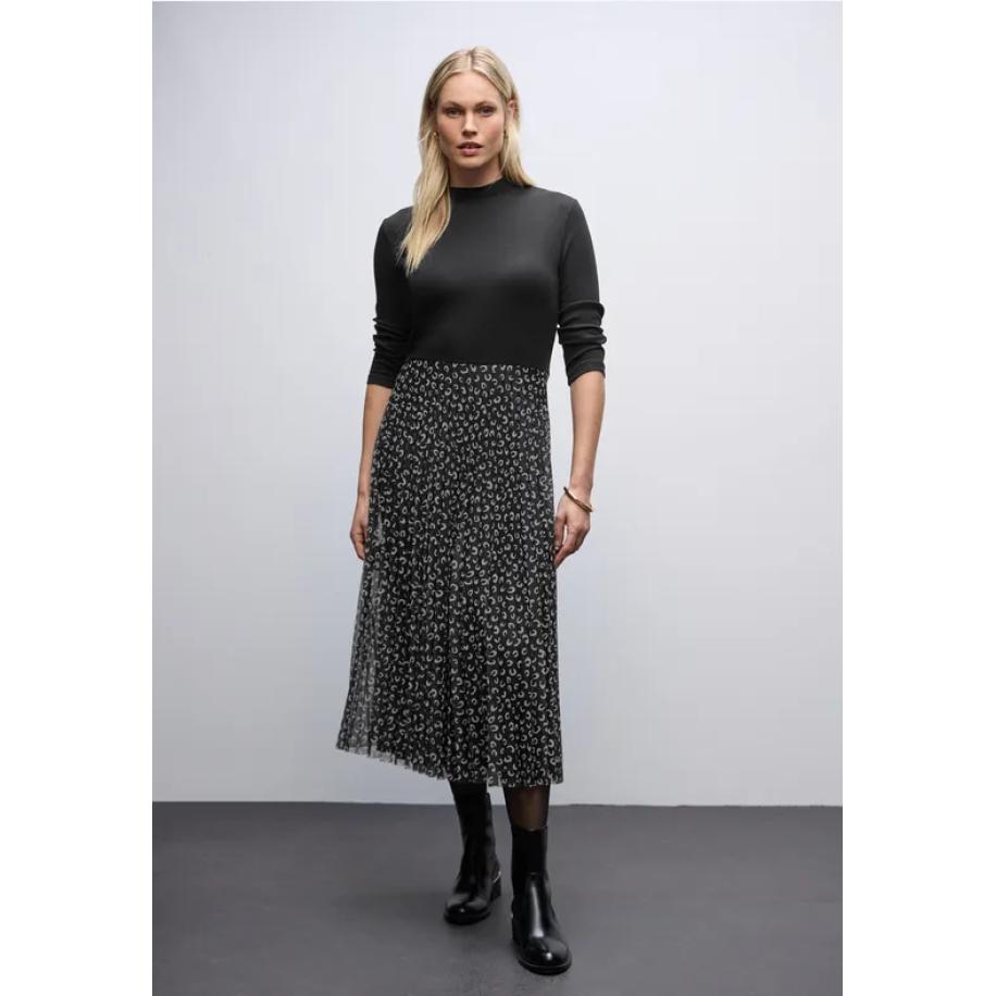 Street One Jurk met plooirok Zwart