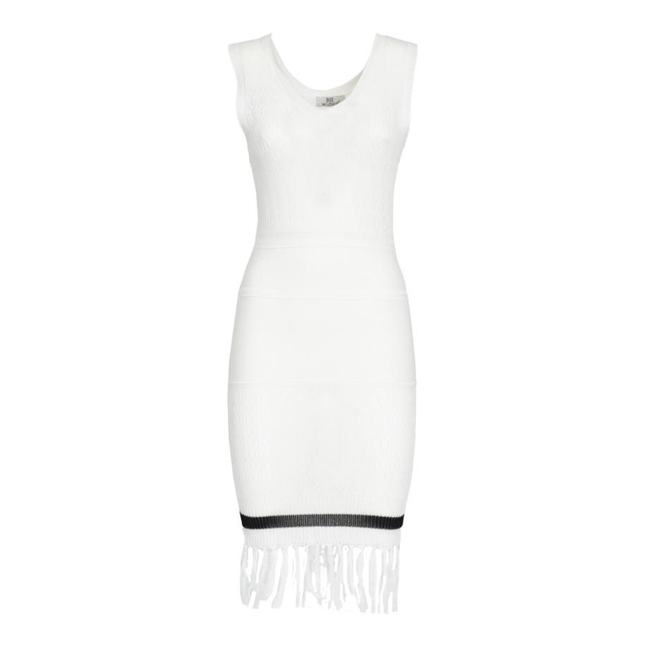 Influencer Gebreide jurk zwart / wit Wit