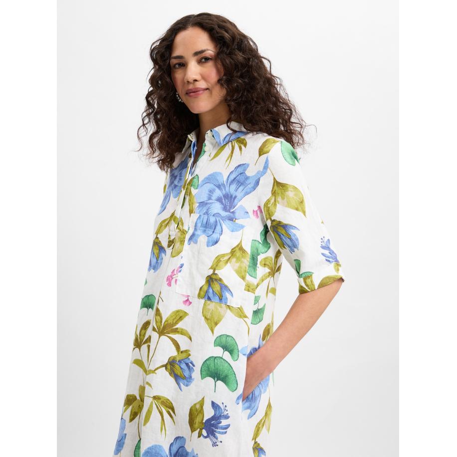 Marie Lund Marie Lund Zomerjurk duifblauw / groen / olijfgroen / wit -