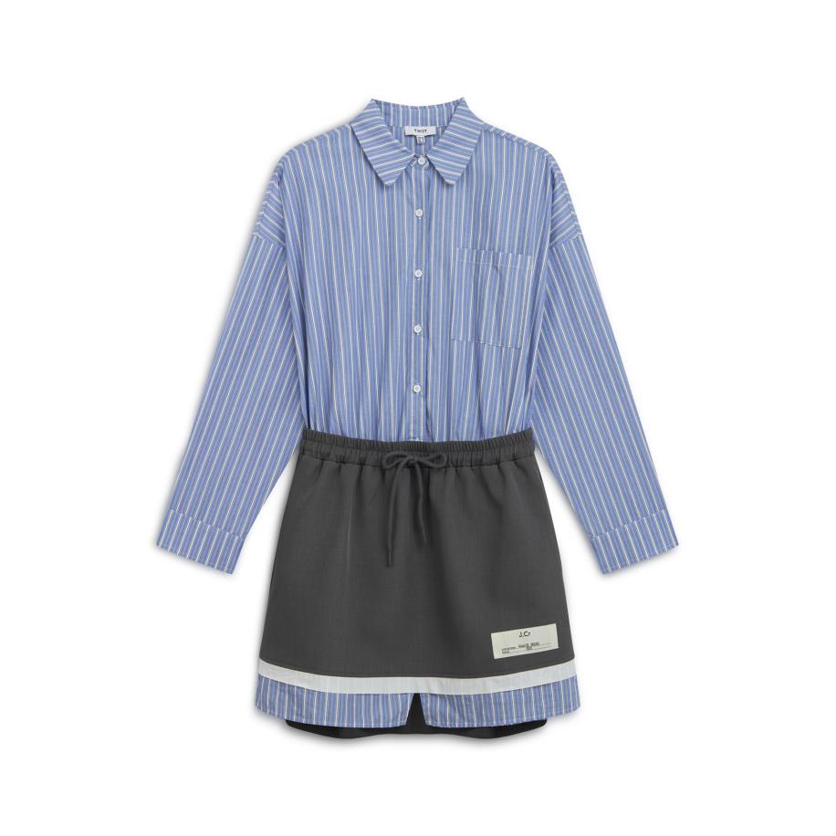 Twist Twist Blousejurk lichtblauw / grafiet / wit -