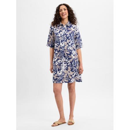 Marie Lund Marie Lund Zomerjurk beige / donkerblauw / wit