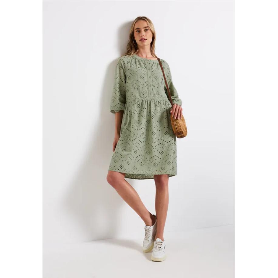 Street One Jurk met krullend borduurwerk Groen