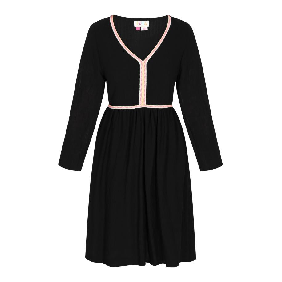 IZIA IZIA Jurk Festival geel / rosa / zwart / wit -