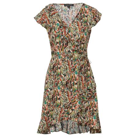 KOROSHI Zomerjurk groen / rood / zwart / wit