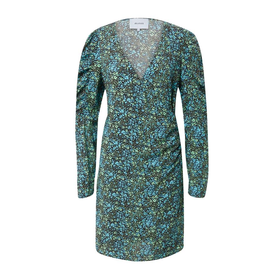 Minus minus Jurk Belia lichtblauw / limoen / zwart -