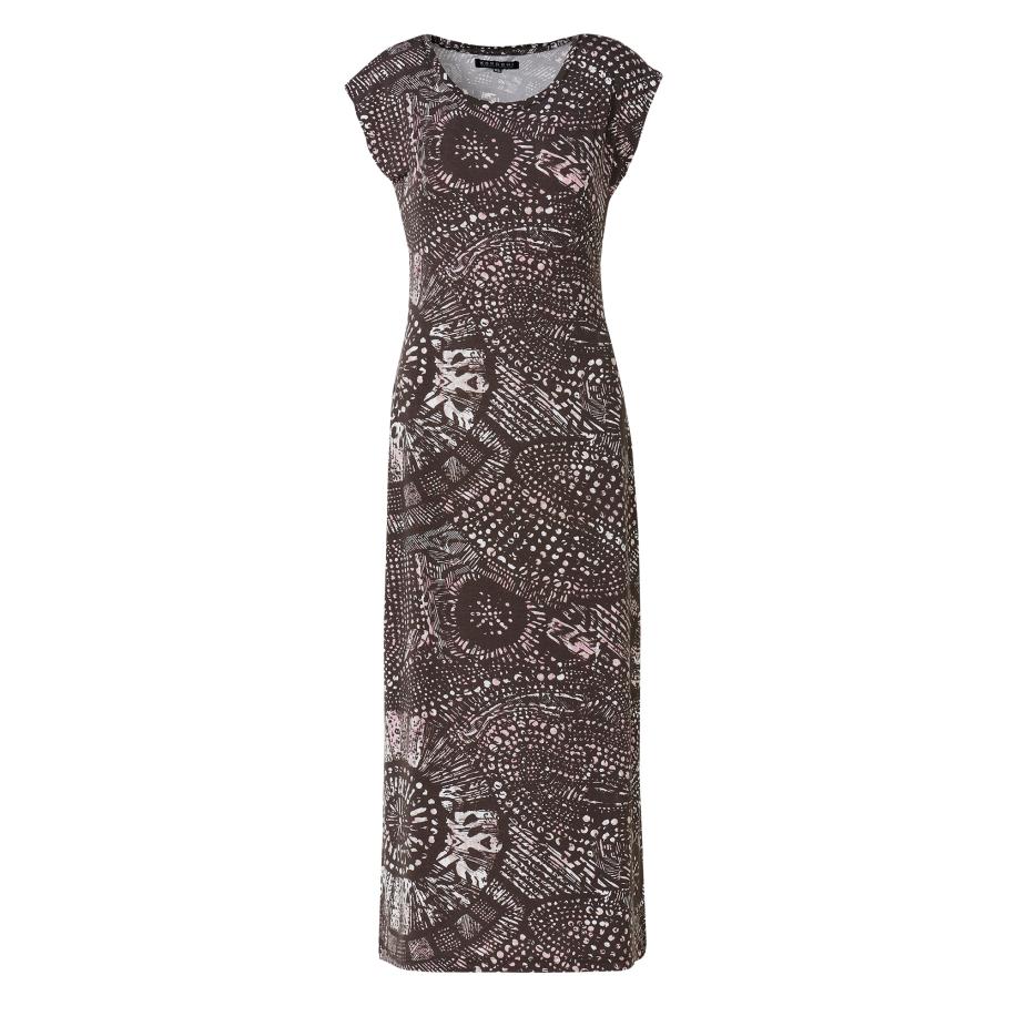 KOROSHI KOROSHI Jurk donkerbruin / lichtgrijs / rosa -