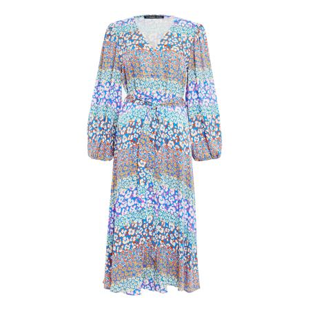 Threadbare Threadbare Jurk Pineapple lichtblauw / mosterd / rood / wit