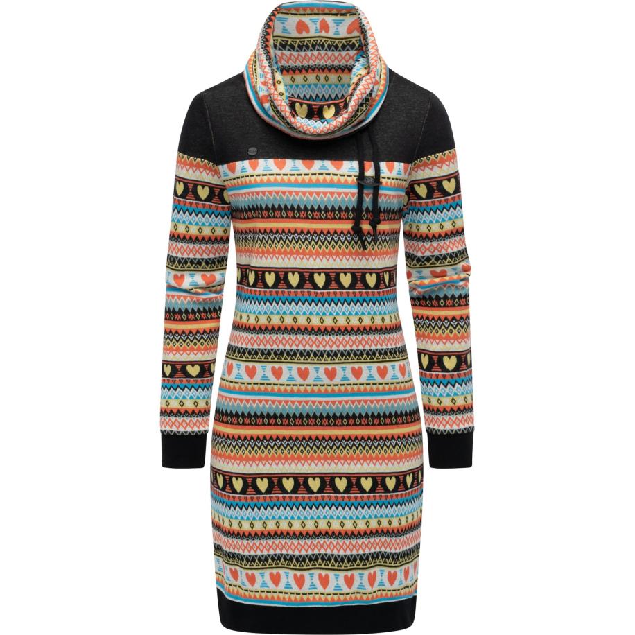 Ragwear Ragwear Jurk Chlloe lichtblauw / geel / oranje / zwart -