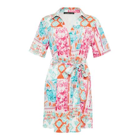 Threadbare Threadbare Blousejurk Creation mintgroen / oranje / pink / wit