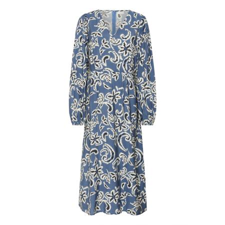 Kaffe Kaffe Jurk Dahlia duifblauw / zwart / wit