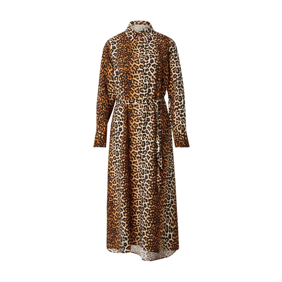 YAS Blousejurk YASKaya karamel / lichtoranje / zwart / wit Bruin