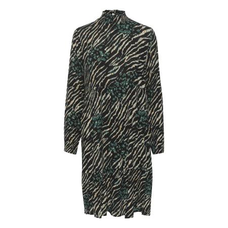 Kaffe Kaffe Jurk Karina beige / donkergroen / zwart