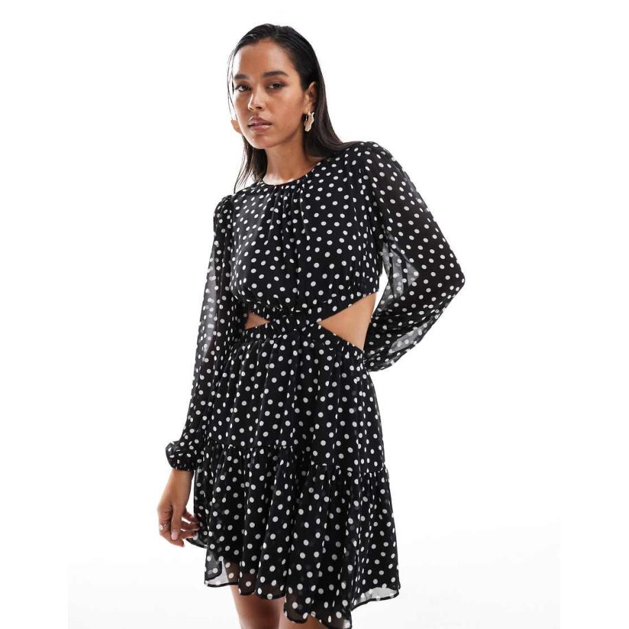 Forever New Mini-jurk met uitsnijding in zwart met stippen-Veelkleurig Multicolor