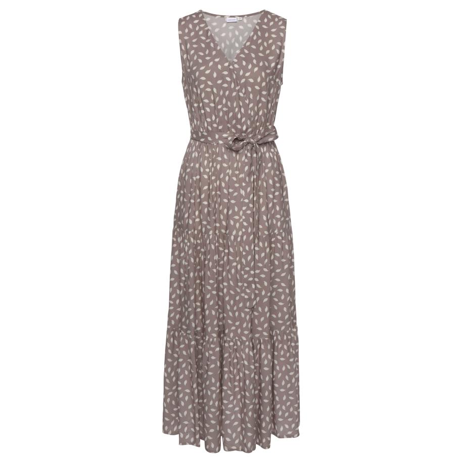 VIVANCE VIVANCE Zomerjurk taupe / wit -
