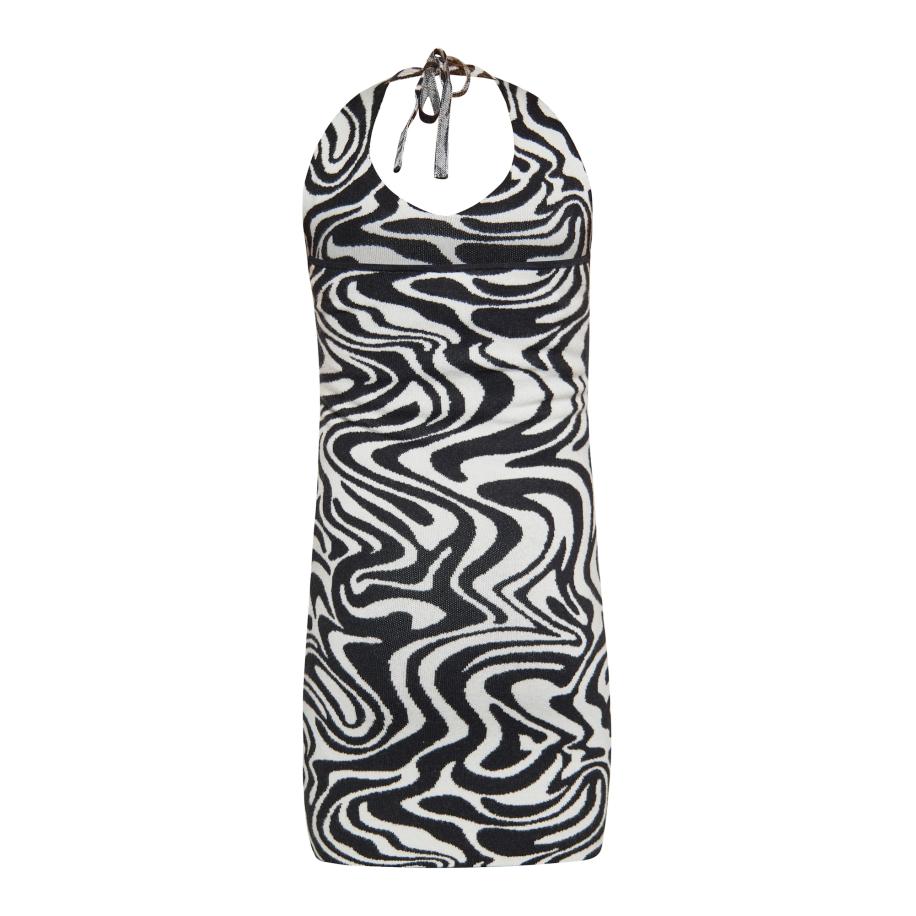 MYMO MYMO Gebreide jurk zwart / wit -