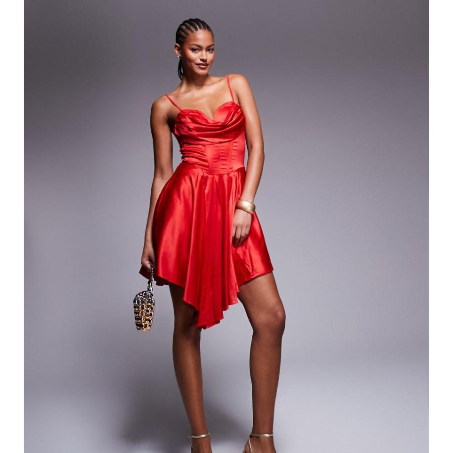 Jaded Rose Tall Mini-jurk met structuur en korset in rood Rood