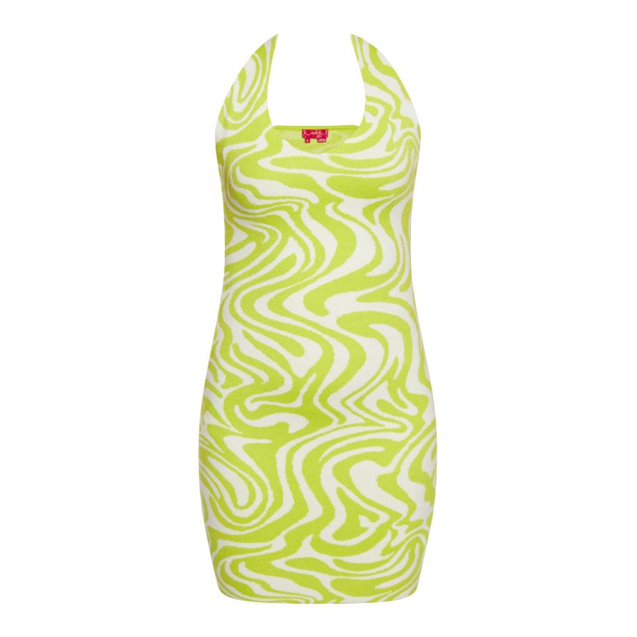 Swirly swirly Gebreide jurk appel / wolwit -