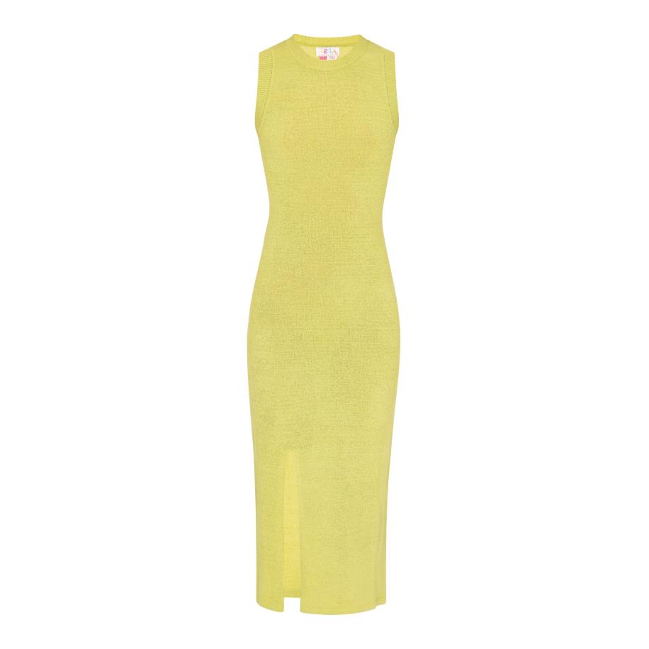 IZIA IZIA Gebreide jurk Boho mosterd -