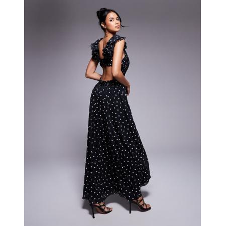 Forever New Maxi jurk met rozetten en stippen-Zwart