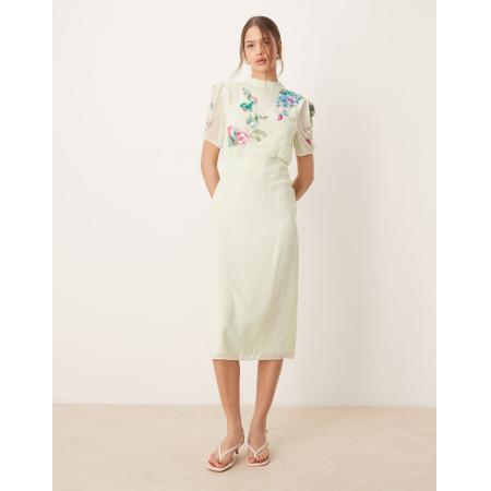 Hope & Ivy Midi jurk met versiering en strikken aan de achterkant in mintgroen