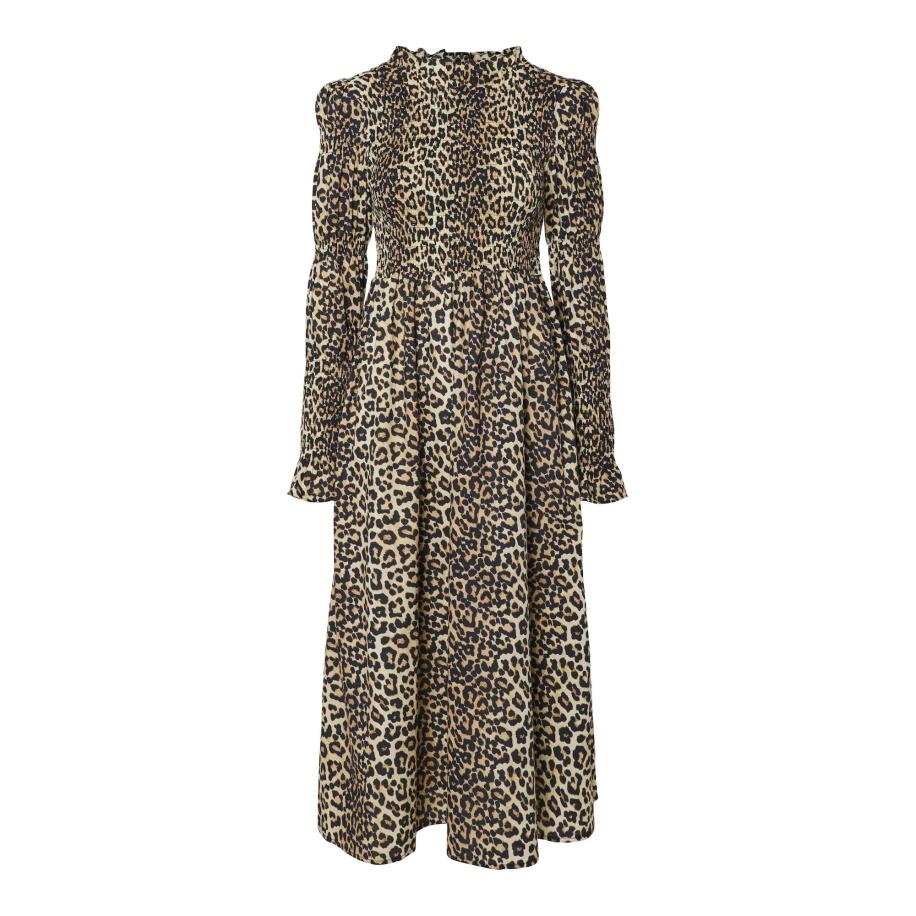 YAS Jurk YASChemma ecru / cappuccino / zwart Bruin