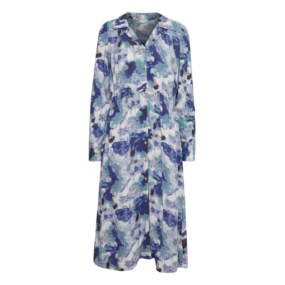 Fransa Fransa Blousejurk Dana blauw / turquoise / wit -