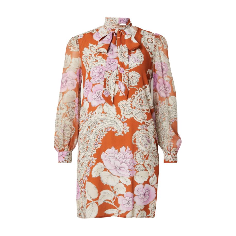 Twinset Twinset Jurk kreeft / rosa / zwart / offwhite -